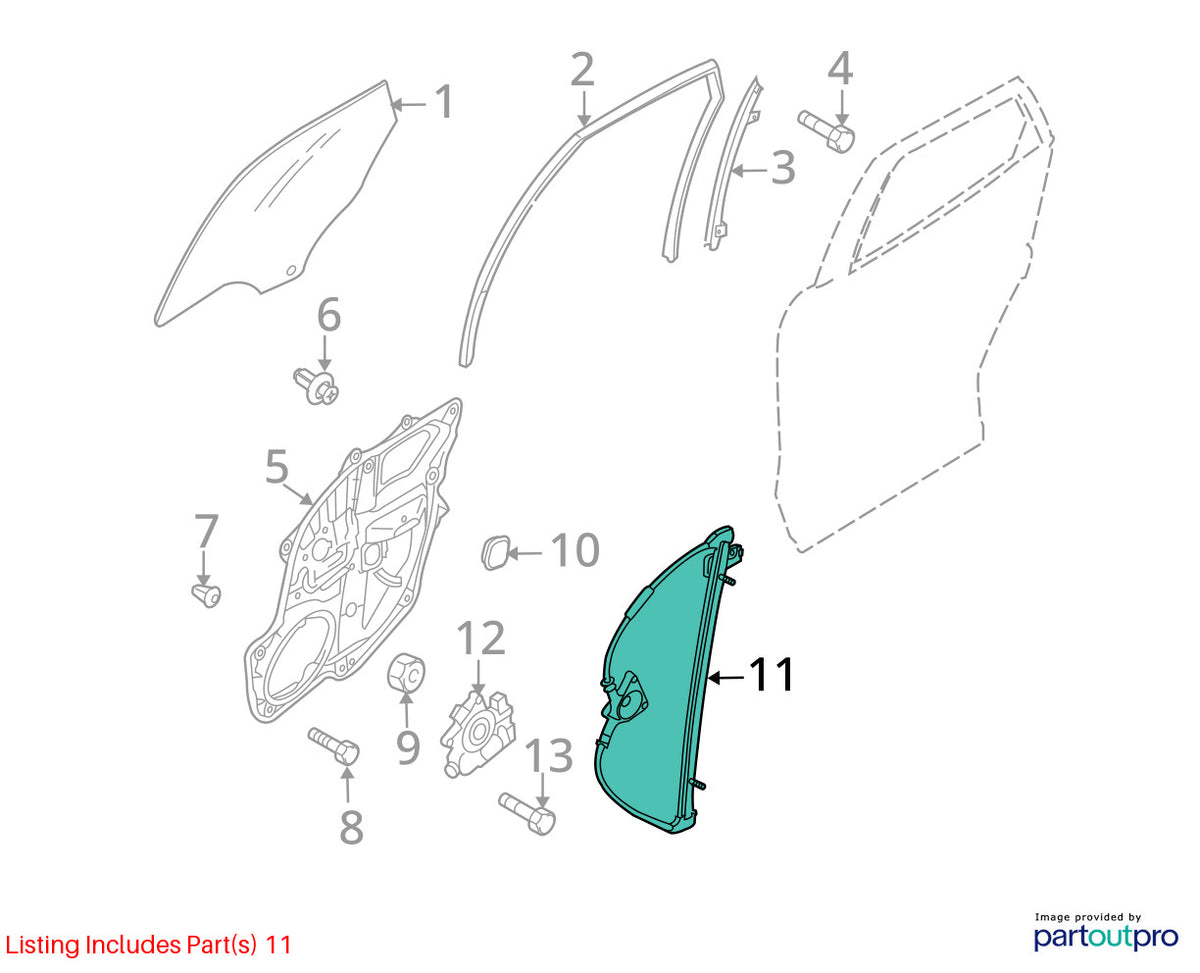 07-15 Mazda CX-9 Rear Right Passenger Power Window Regulator OEM TD11-72-590A