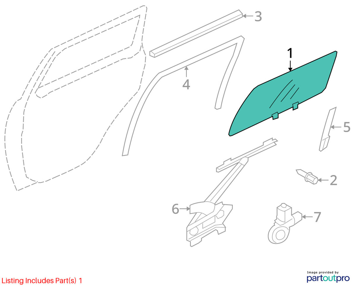 2007-2013 Mitsubishi Outlander Rear Left Door Window Glass Tinted OEM 5736A795