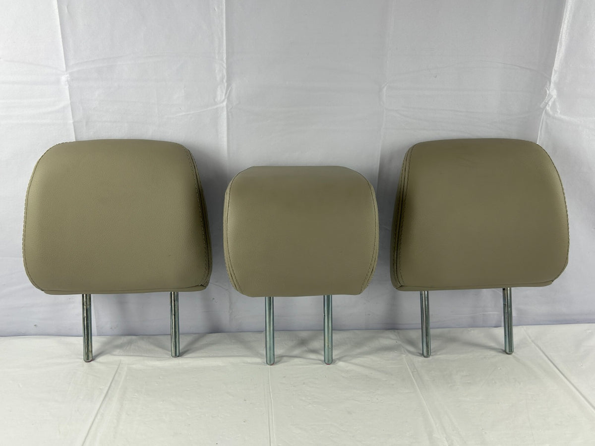 07-13 Mitsubishi Outlander 2nd Row Rear Seat Headrest Set of 3 Beige Leather OEM
