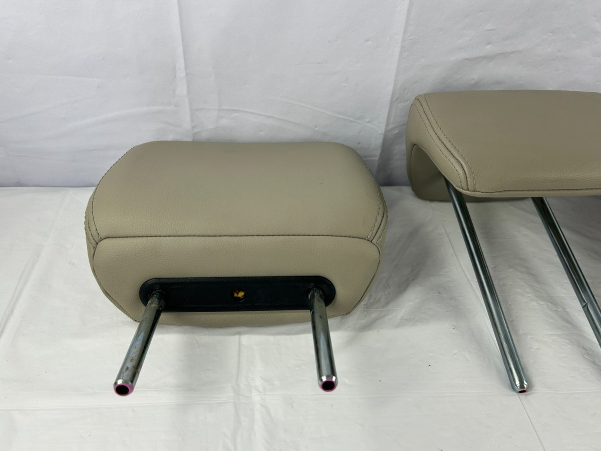 07-13 Mitsubishi Outlander 2nd Row Rear Seat Headrest Set of 3 Beige Leather OEM