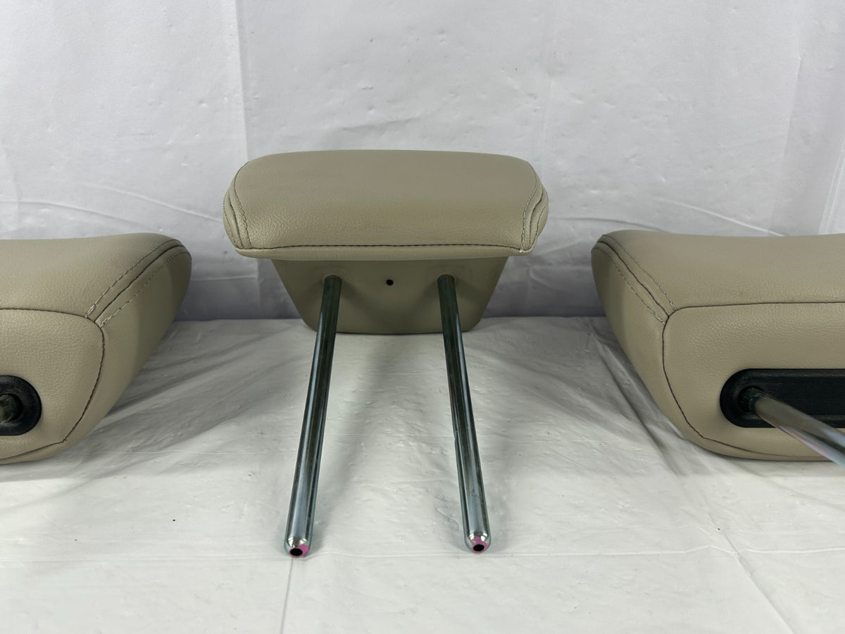 07-13 Mitsubishi Outlander 2nd Row Rear Seat Headrest Set of 3 Beige Leather OEM