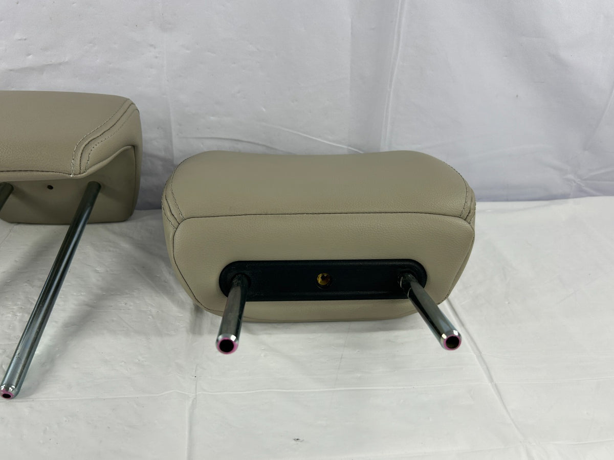 07-13 Mitsubishi Outlander 2nd Row Rear Seat Headrest Set of 3 Beige Leather OEM
