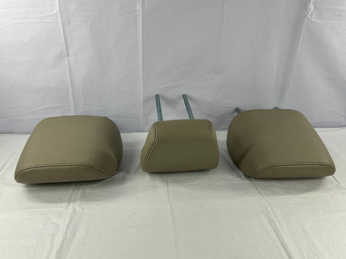 07-13 Mitsubishi Outlander 2nd Row Rear Seat Headrest Set of 3 Beige Leather OEM
