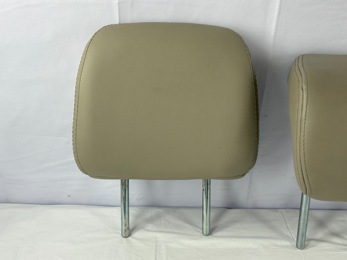 07-13 Mitsubishi Outlander 2nd Row Rear Seat Headrest Set of 3 Beige Leather OEM