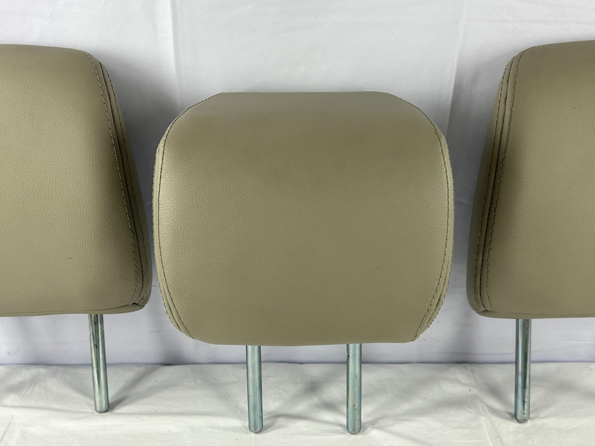 07-13 Mitsubishi Outlander 2nd Row Rear Seat Headrest Set of 3 Beige Leather OEM