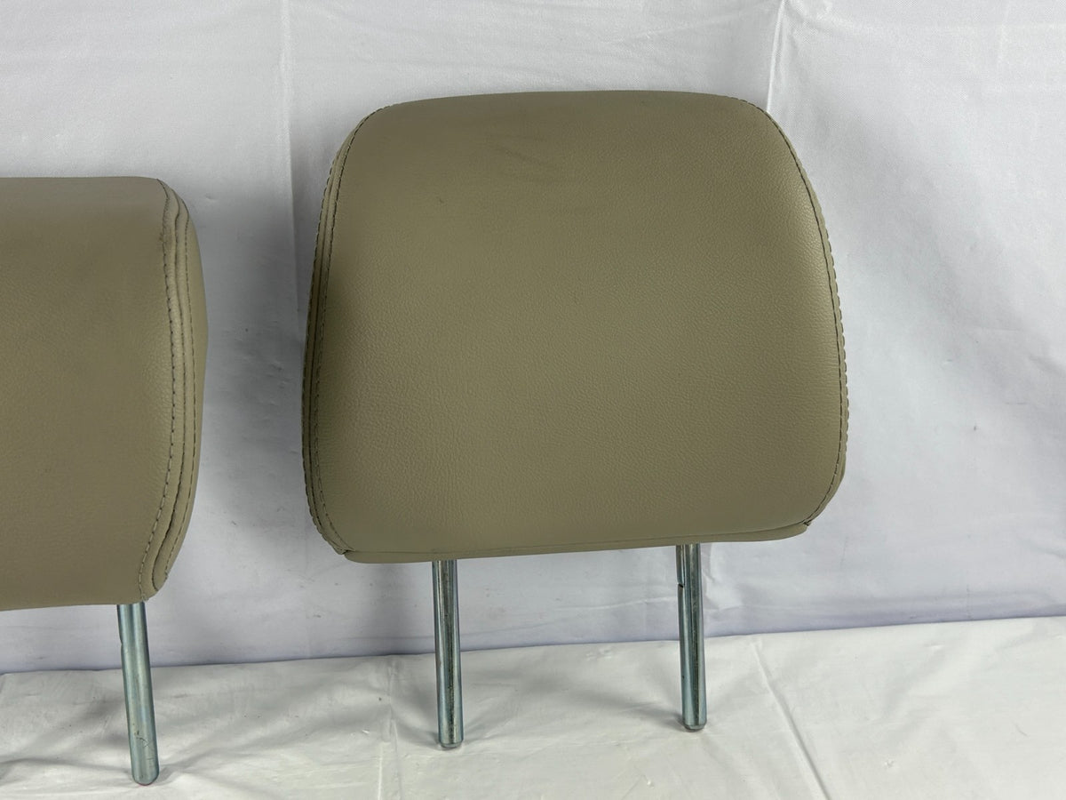 07-13 Mitsubishi Outlander 2nd Row Rear Seat Headrest Set of 3 Beige Leather OEM