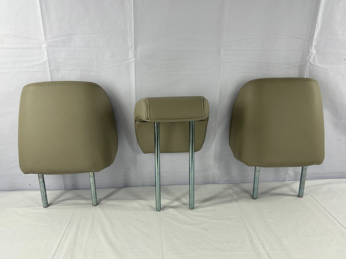 07-13 Mitsubishi Outlander 2nd Row Rear Seat Headrest Set of 3 Beige Leather OEM