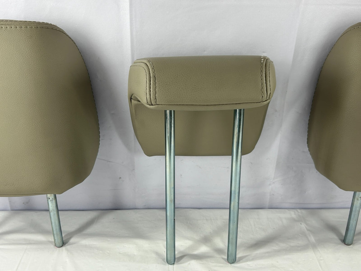 07-13 Mitsubishi Outlander 2nd Row Rear Seat Headrest Set of 3 Beige Leather OEM