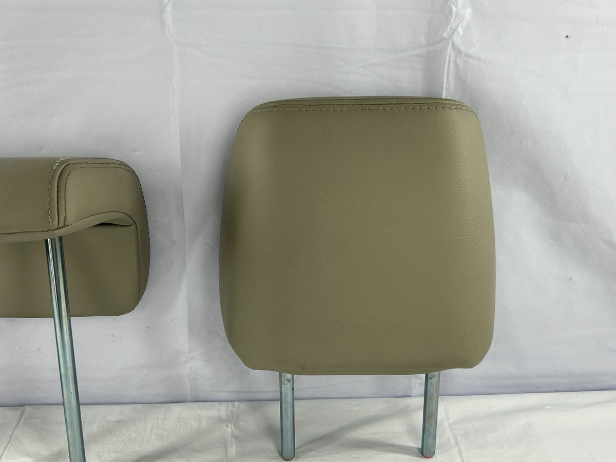 07-13 Mitsubishi Outlander 2nd Row Rear Seat Headrest Set of 3 Beige Leather OEM