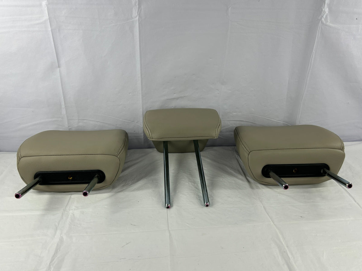 07-13 Mitsubishi Outlander 2nd Row Rear Seat Headrest Set of 3 Beige Leather OEM