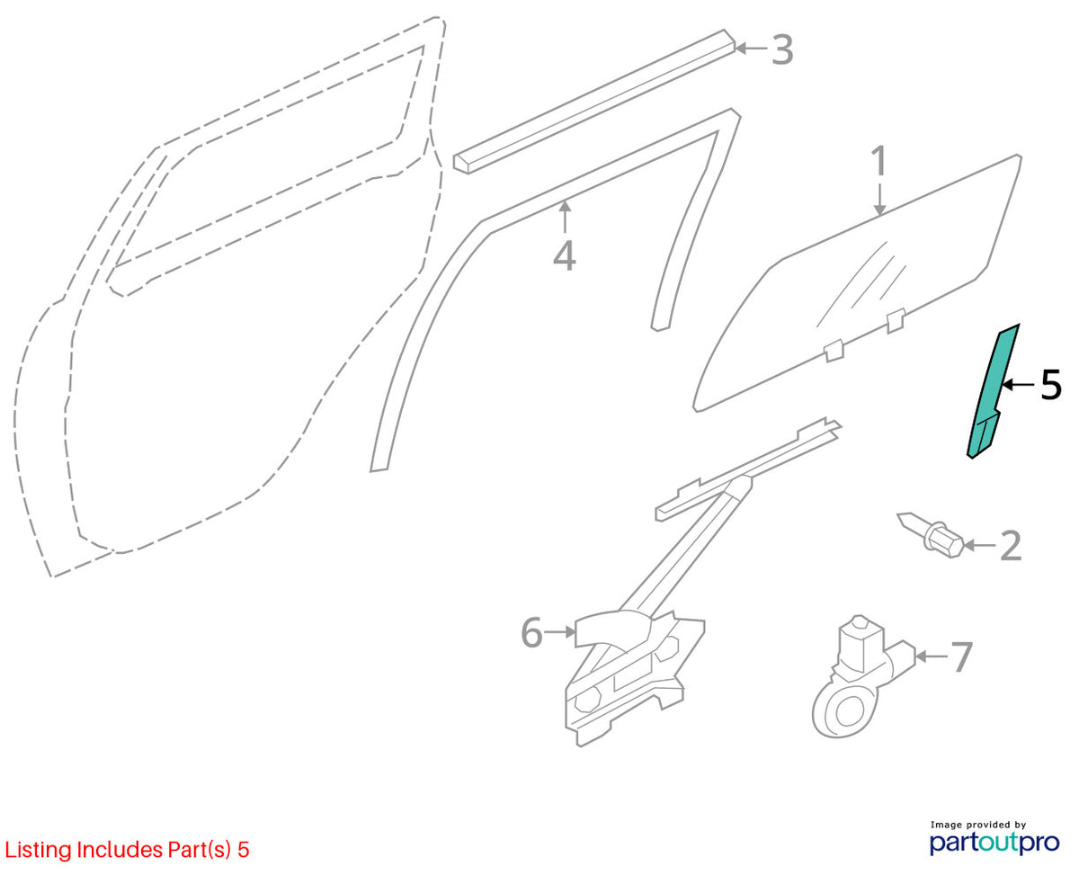 2007-2013 Mitsubishi Outlander Rear Left Door Window Sash Channel OEM 5735A017