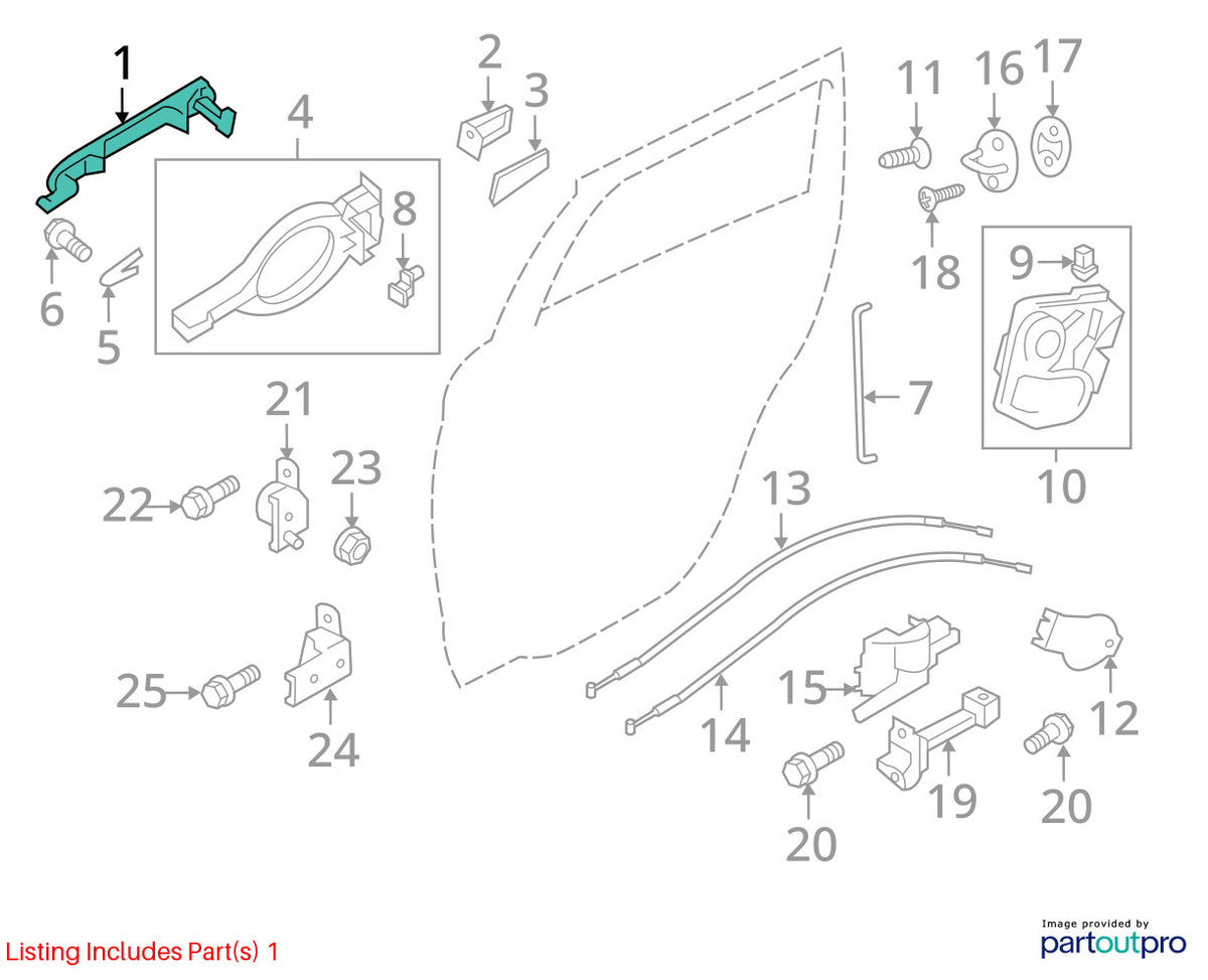 2008-2017 Mitsubishi Outlander Rear Right Side Outer Door Handle OEM 5716A014HB