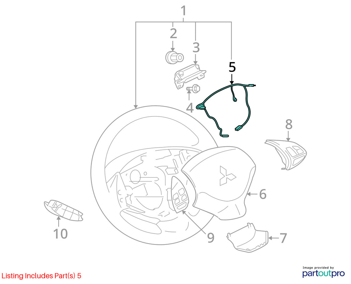 07-13 Mitsubishi Outlander Steering Wheel Mounted Switches & Wire OEM 4400A617