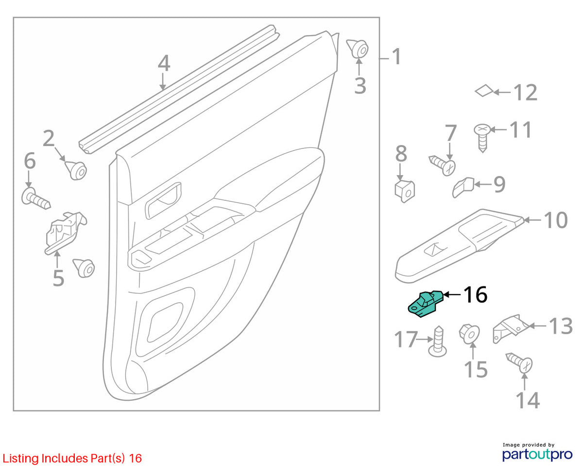 2007-2013 Mitsubishi Outlander Rear Left Window Switch Trim Bezel OEM MR587944