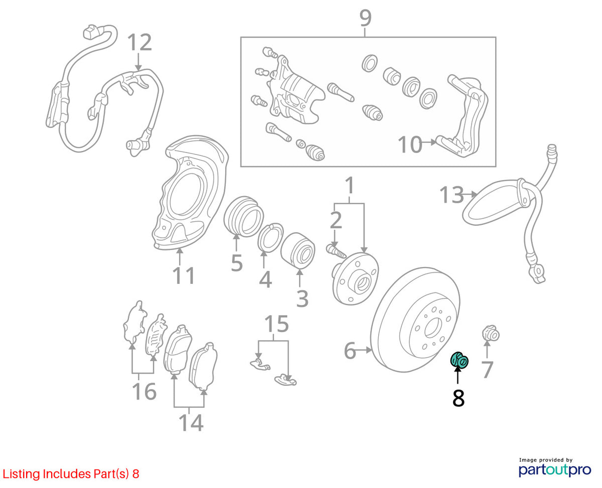 1999-2003 Lexus RX300 Front Steering Wheel Lock Nut OEM 90178-22001