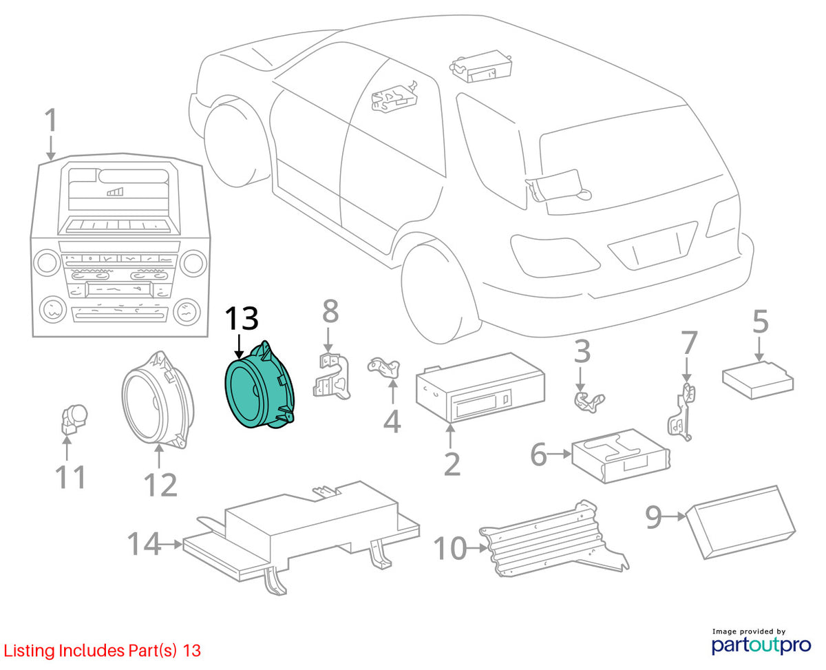 1999-2003 Lexus RX300 Rear Right Passenger Side Door Speaker OEM 86160-48050