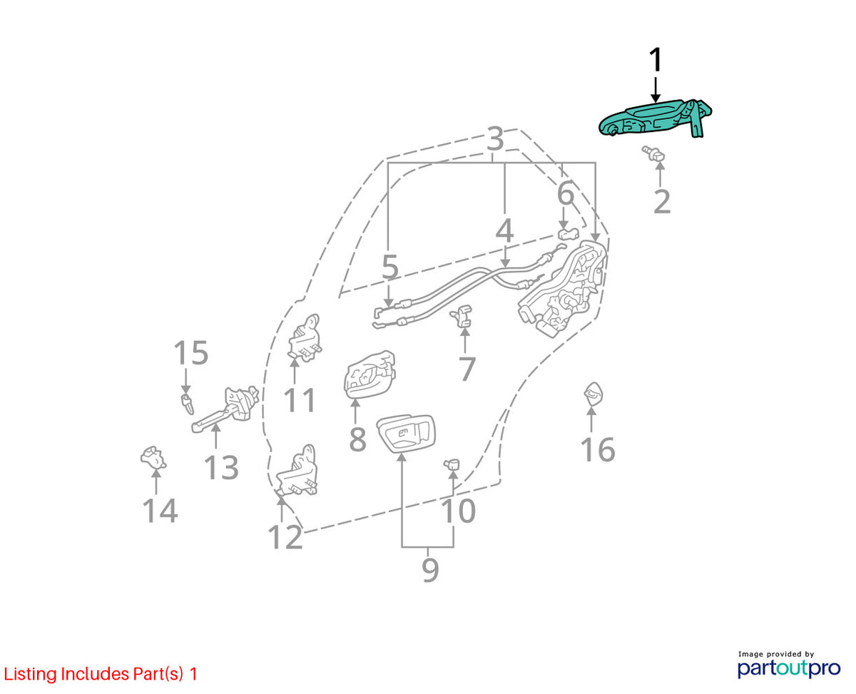 2000-2003 Lexus RX300 Rear Left Side Exterior Door Handle OEM 69240-48020-E0