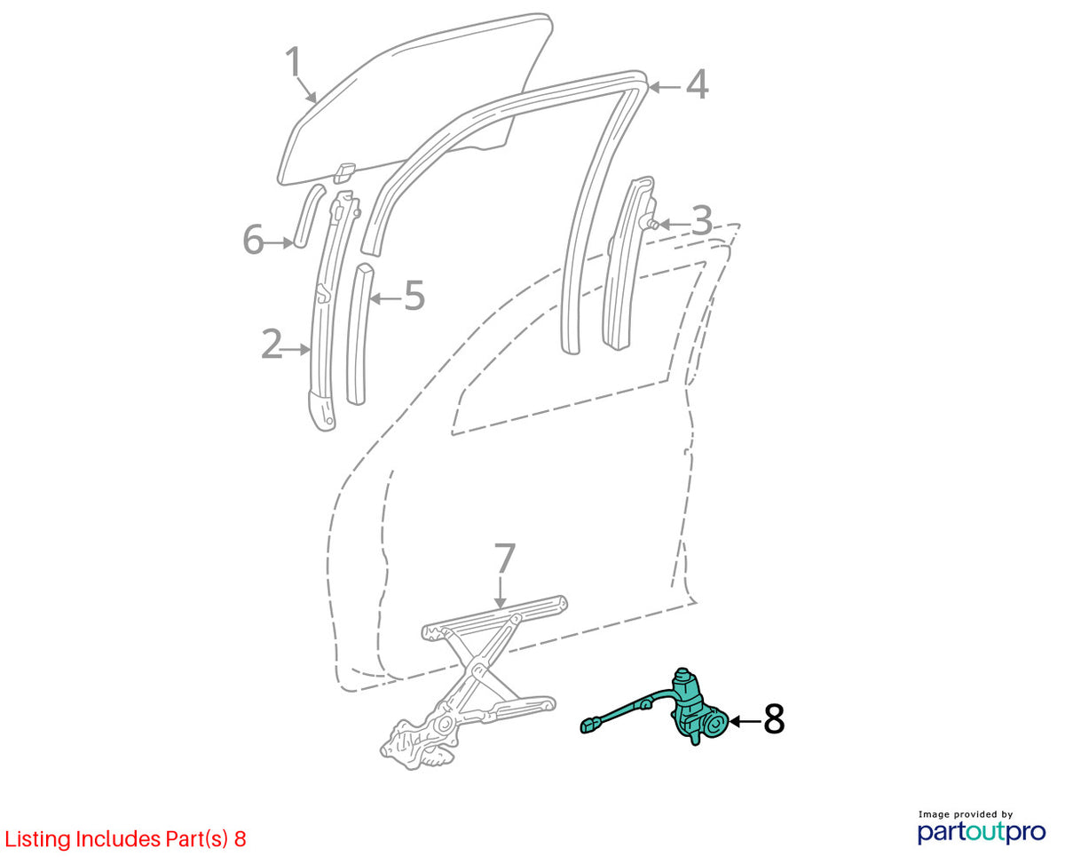 01-07 Toyota Sequoia Front Left Driver Door Power Window Motor OEM 85720-34030