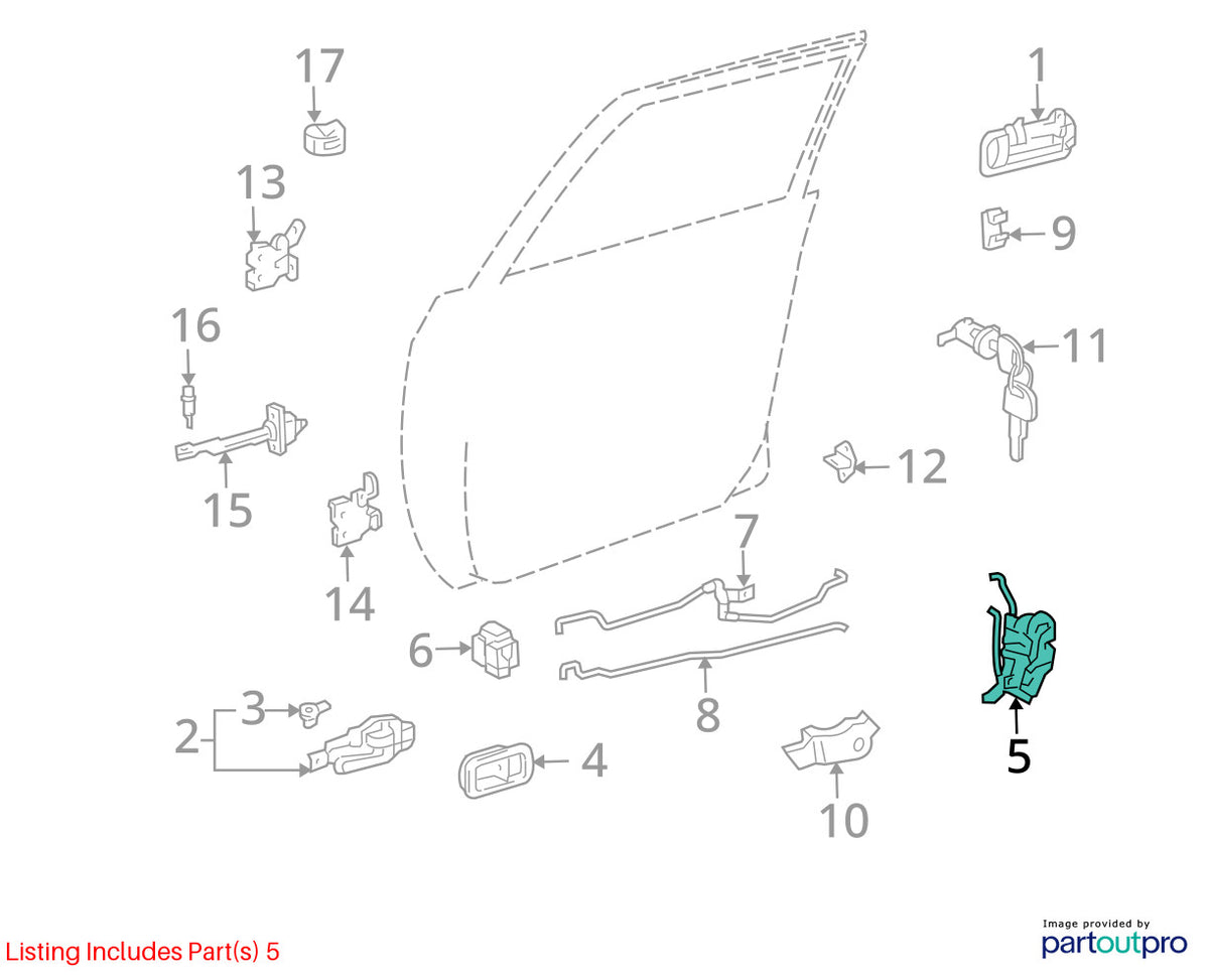 98-01 Toyota Land Cruiser Front Right Door Lock Latch Actuator OEM 69030-60081