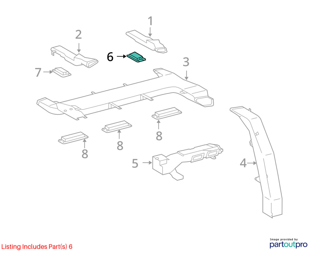 98-03 Toyota Land Cruiser Rear Right Roof AC Heat Air Vent OEM 88570-60070-A0