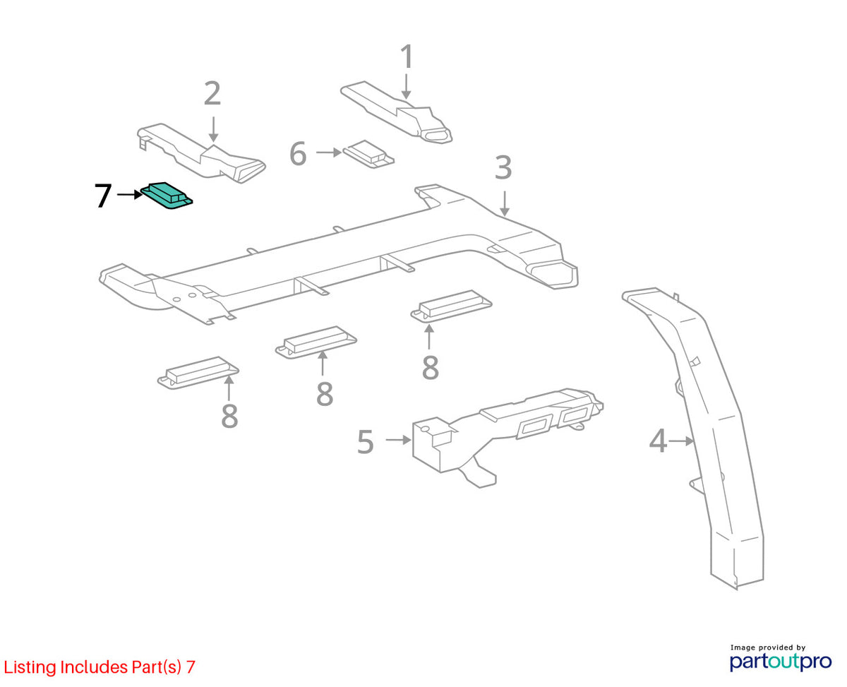 98-03 Toyota Land Cruiser Rear Left Roof AC Heater Air Vent OEM 88570-60080-A0