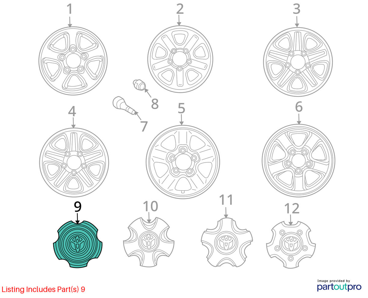 1998-2001 Toyota Land Cruiser Wheel Center Cap Hub Ornament OEM 42603-60250
