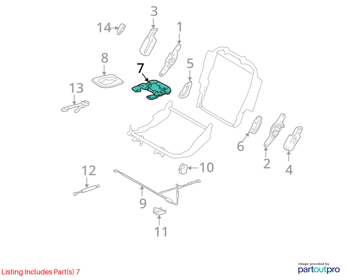 98-07 Toyota Land Cruiser Rear Seat Track Striker Cushion Lock OEM 72607-60030