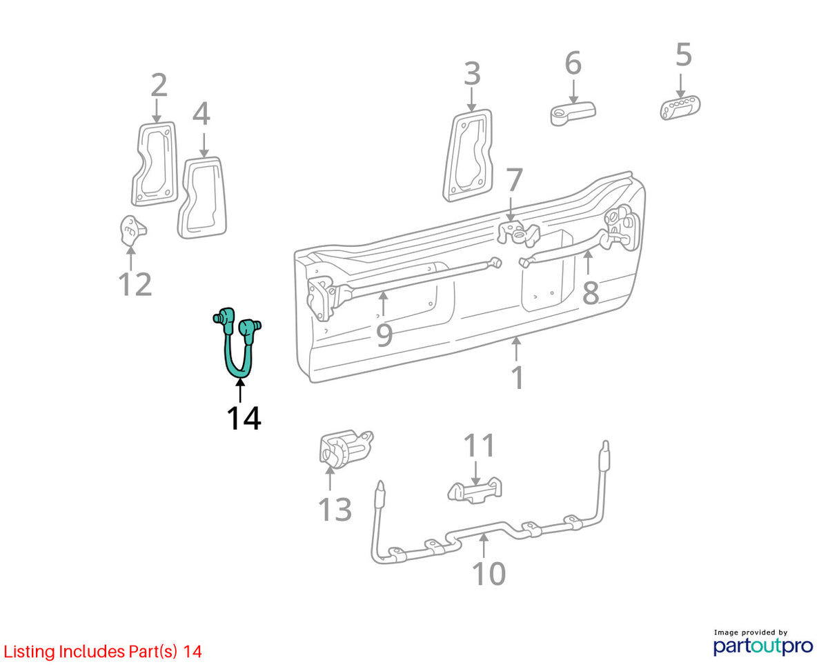 98-07 Toyota Land Cruiser LH & RH Tailgate Support Stay Cables OEM 65706-60021
