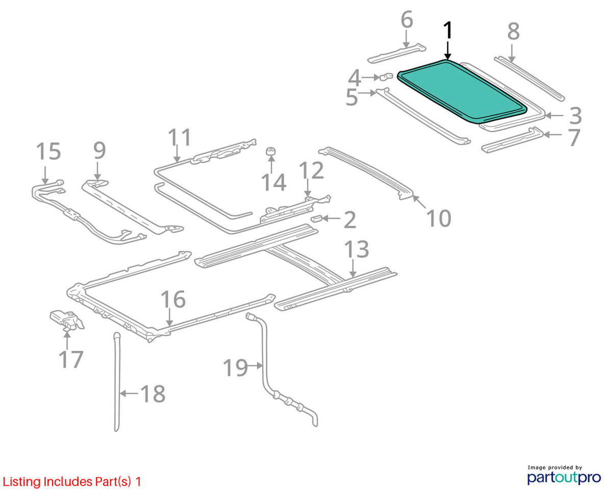 1998-2001 Lexus LX470 Sunroof Moonroof Roof Window Glass Panel OEM 63201-60063