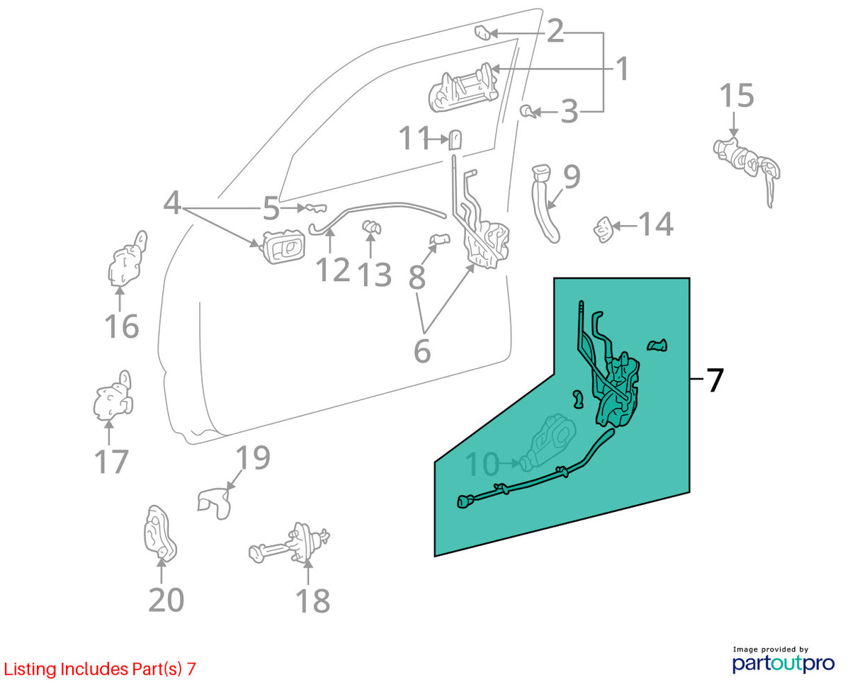 1997-1999 Toyota 4Runner Front Right Door Lock Latch Actuator OEM 69310-35460
