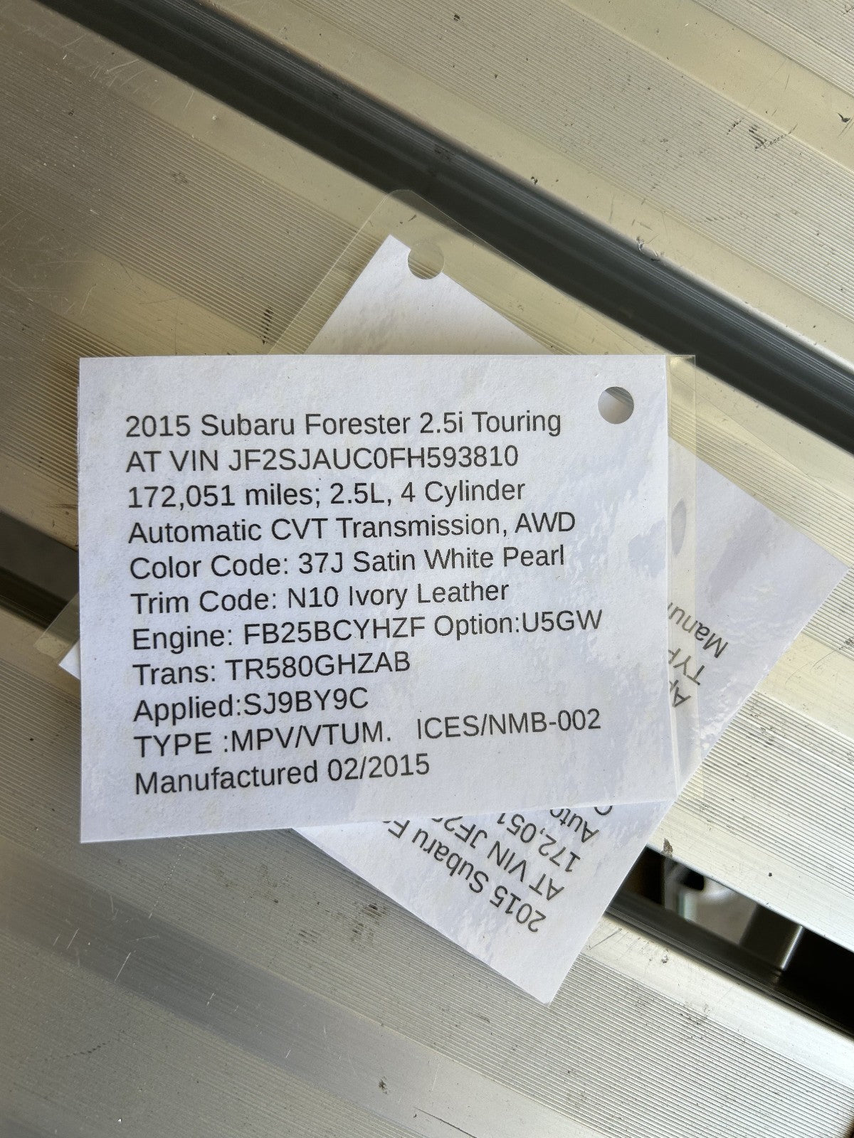 2015 Subaru Forester 2.5L FB25 Engine Complete Assembly FB25BCYHZF