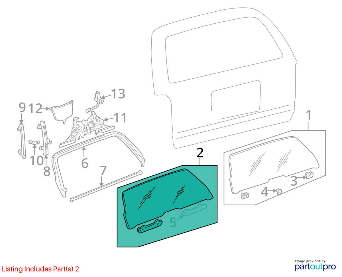1996-2002 Toyota 4Runner Rear Liftgate Glass OEM -Used- FB20099GTY