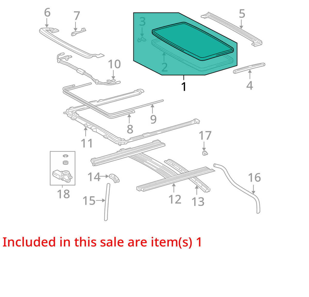 2000-2004 Toyota Avalon Sun Roof Sunroof Window Glass Factory OEM 63201-AC010
