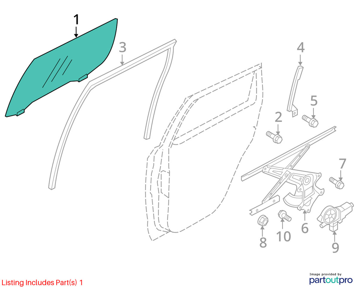 2015 Mitsubishi Outlander Sport Rear Left Side Door Window Glass OEM 5736A691