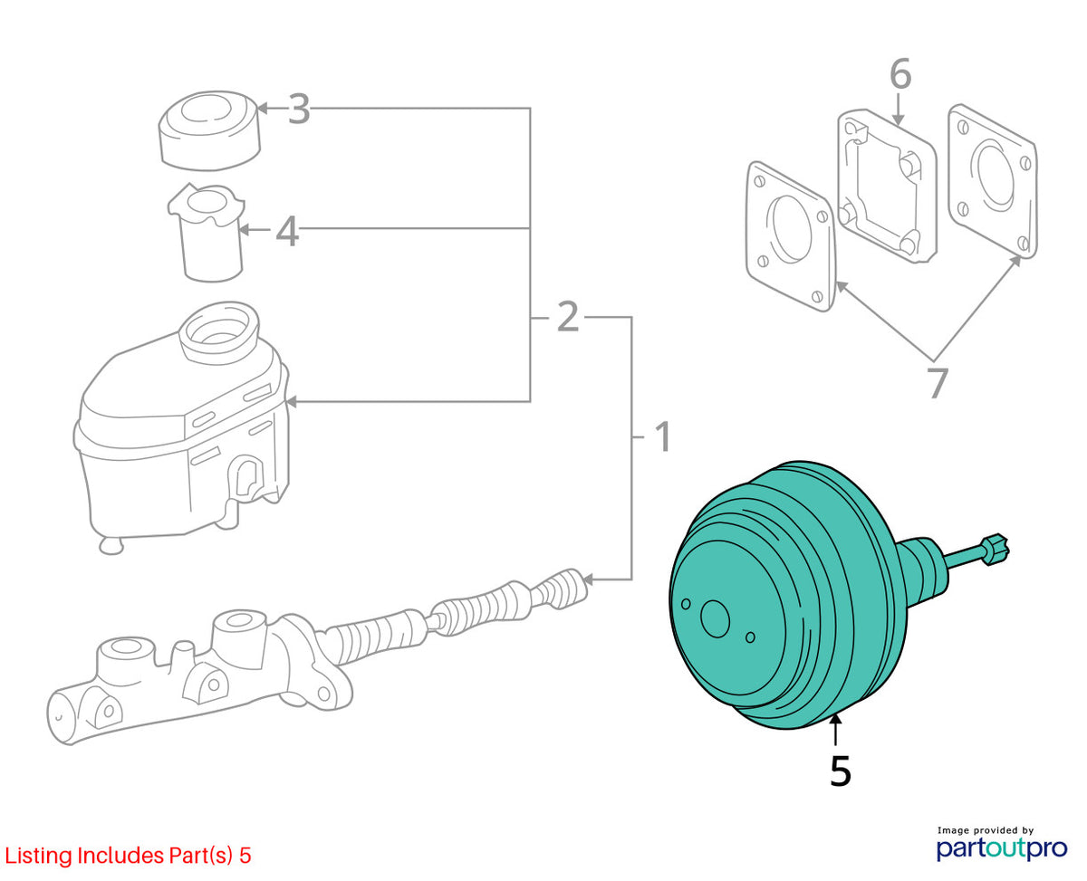 2002-2007 Toyota Sequoia Power Brake Booster Master Cylinder OEM 44610-0C041