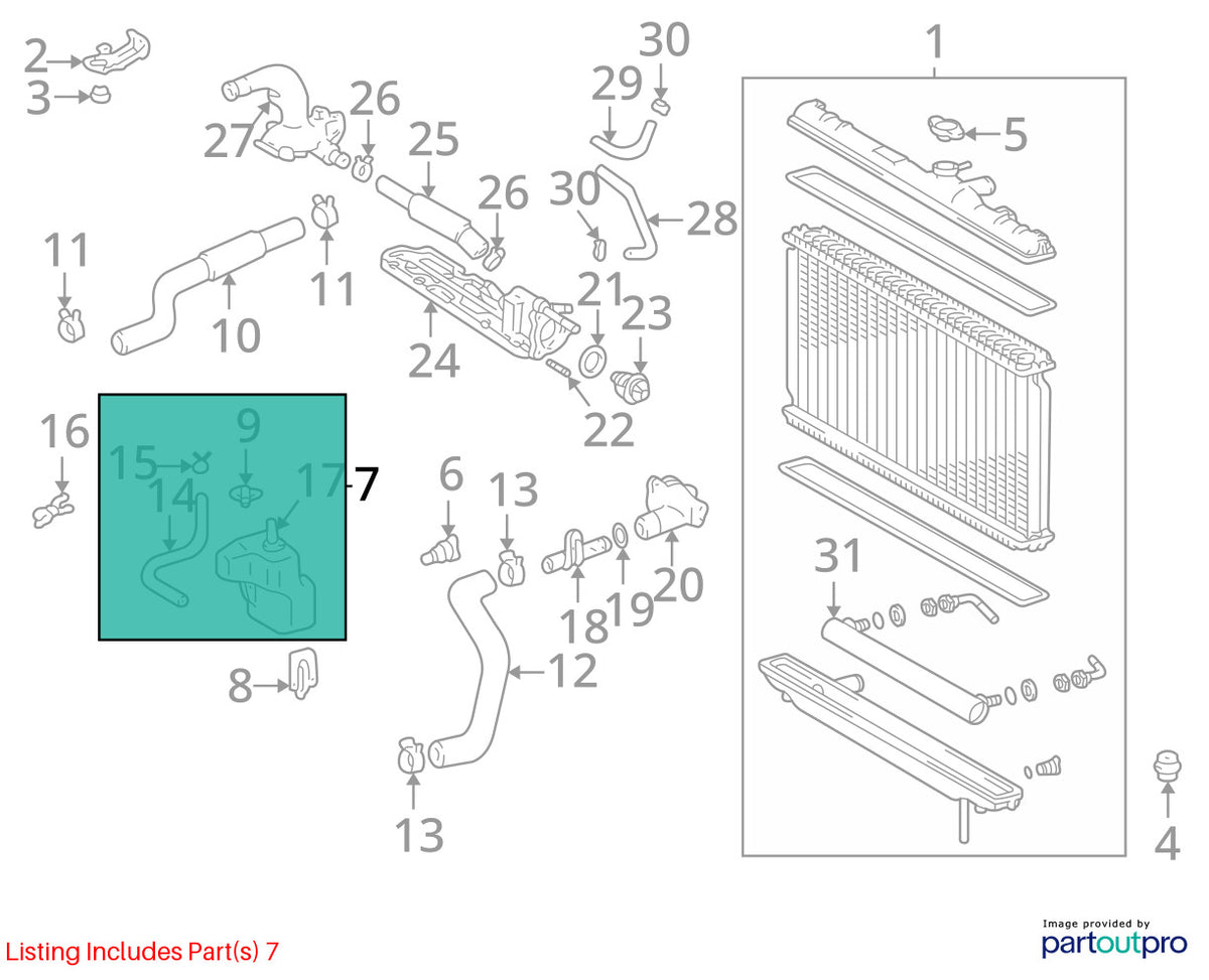 1999-2001 Lexus  RX300 Radiator Coolant Bottle Reservoir Tank OEM 16470-74340