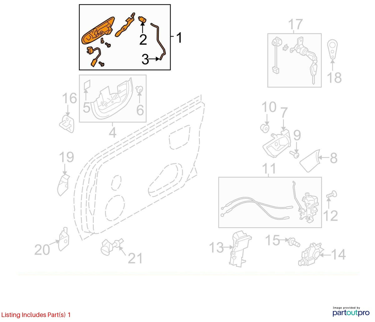 2005-2006 Subaru Legacy Outback Front Left Exterior Door Handle OEM 61021AG03ANN