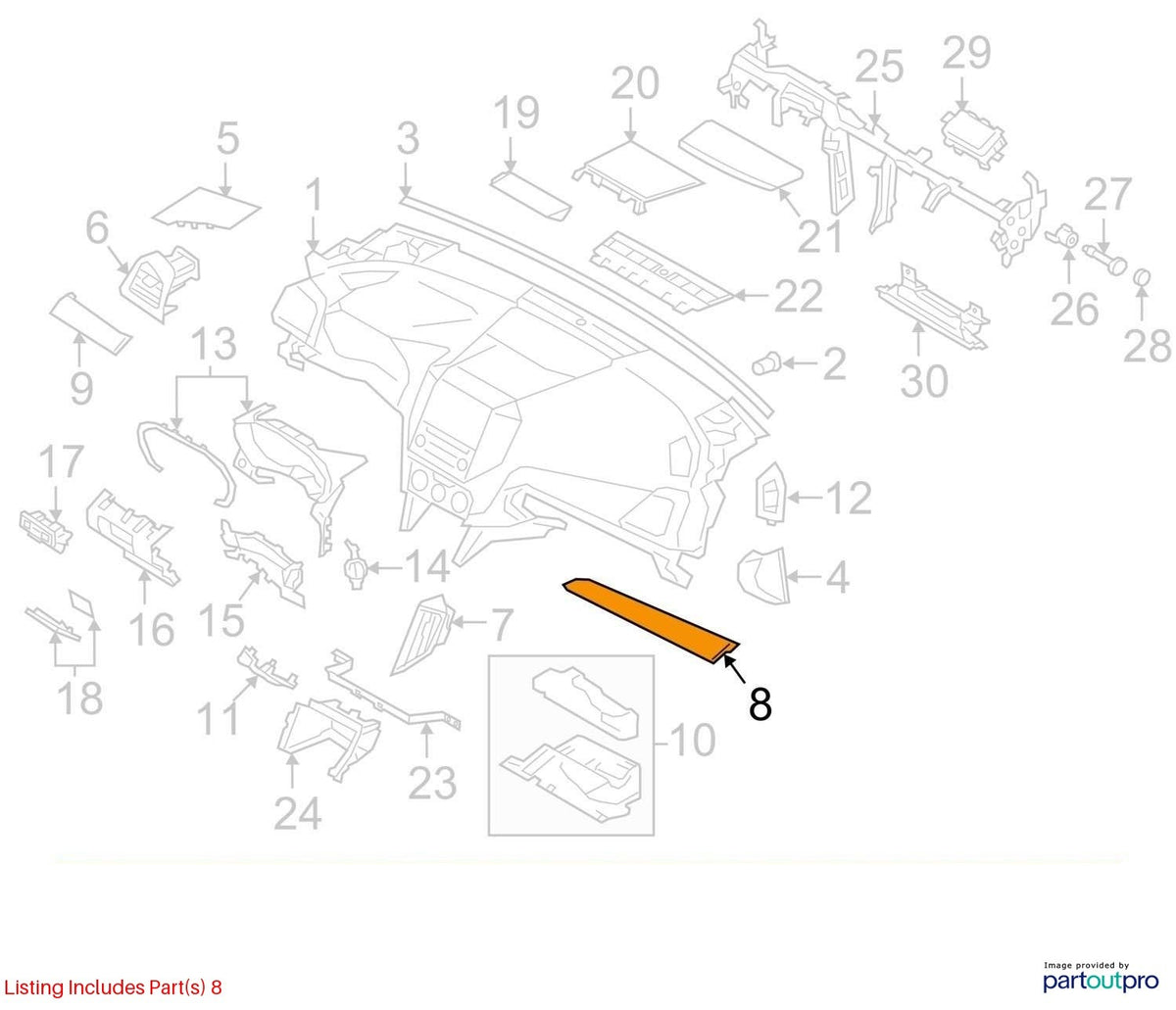 2017-2021 Subaru Impreza Front Left Dash Panel Molding Trim OEM 666077FL10A