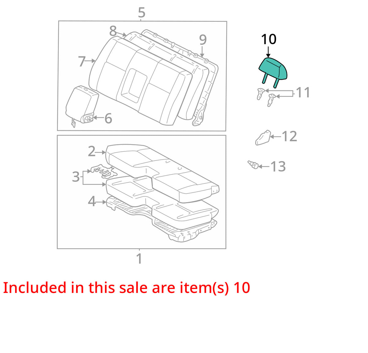 2000-03 Toyota Tundra Front Left & Right Headrest Gray Cloth OEM 71910-0C030-B1