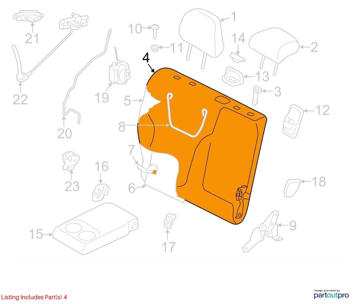 19-24 Subaru Forester Rear Right Side Upper Back Seat Cushion OEM 64350SJ160QA