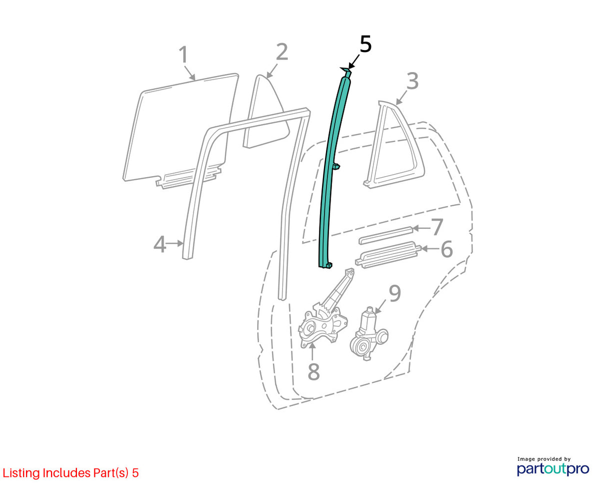 03-09 Toyota 4Runner Rear Left Driver Door Window Divison Bar OEM 67408-35040