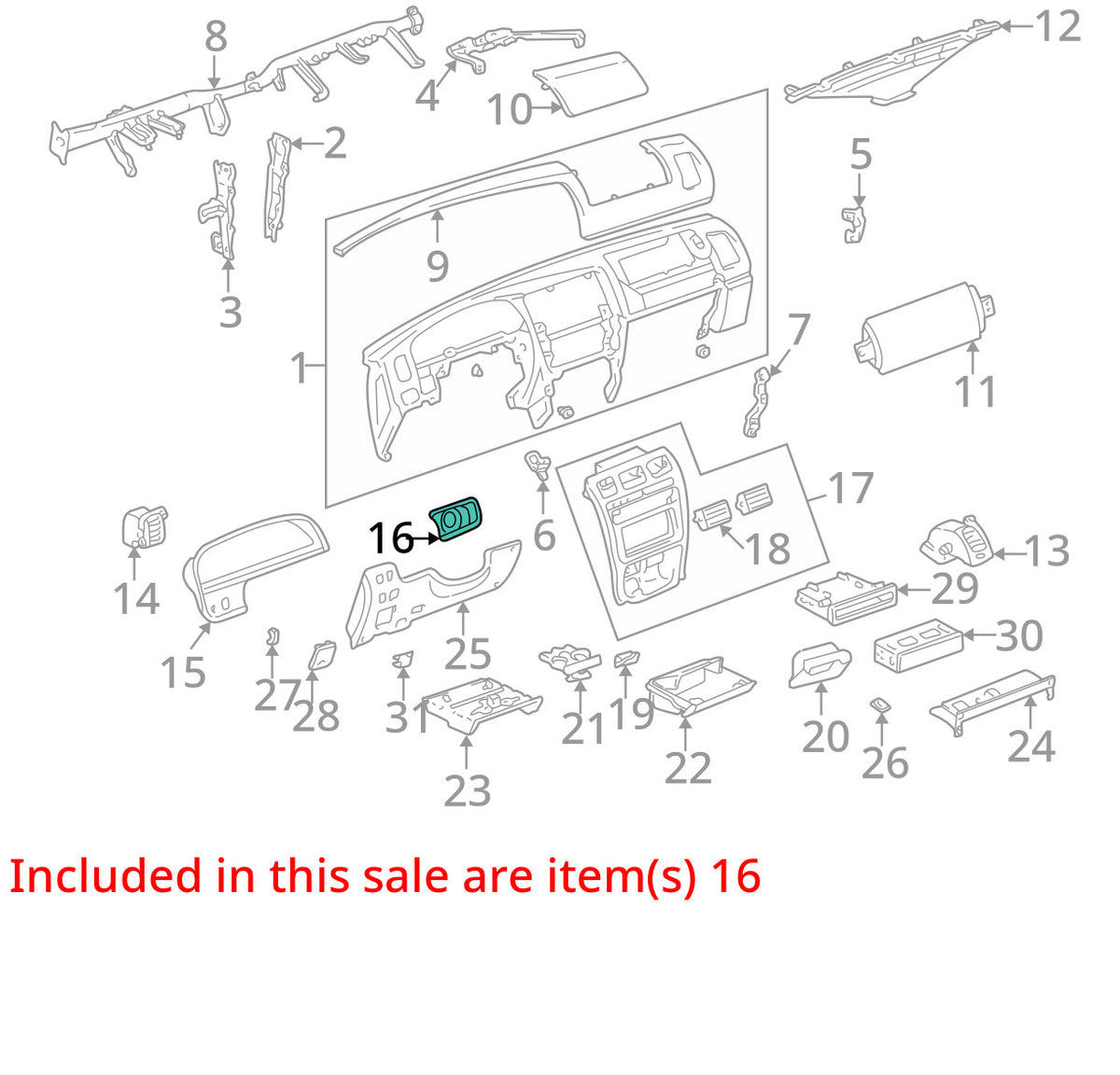1996-2002 Toyota 4Runner Ignition Switch Dash Bezel Trim Black OEM 55408-35010