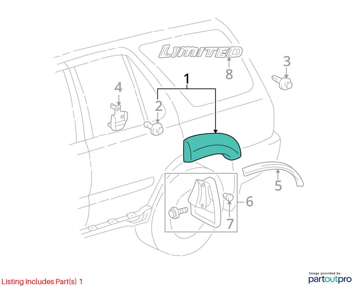 96-02 Toyota 4Runner Rear RH Quarter Panel Fender Flare Moulding OEM 75605-35900