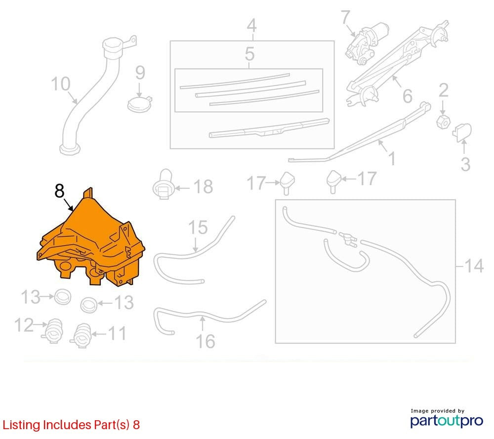 15-19 Subaru Outback Front Windshield Washer Fluid Reservoir Tank OEM 86631AL01A