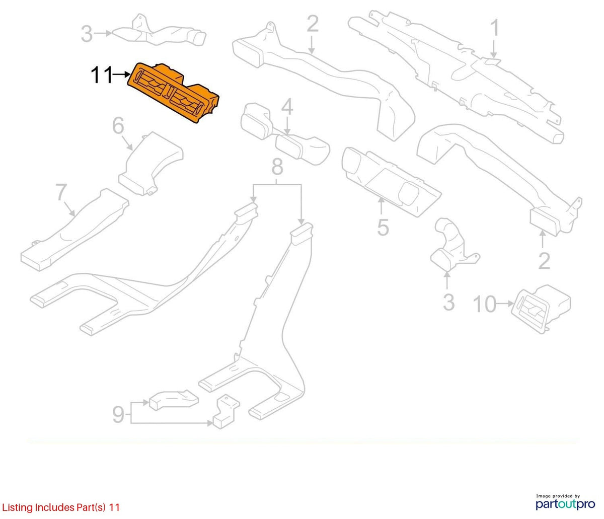 15-19 Subaru Outback Center Dash A/C Air Vents with Hazard Switch OEM 66110AL00A