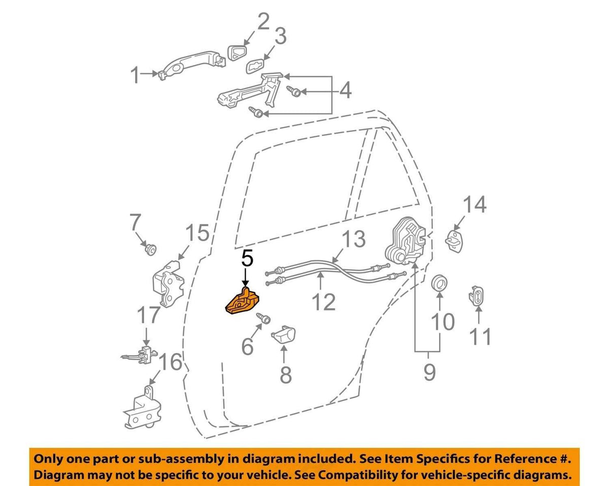 2003-2009 Toyota 4Runner Rear Right Side Interior Door Handle OEM 69205-44020-B1