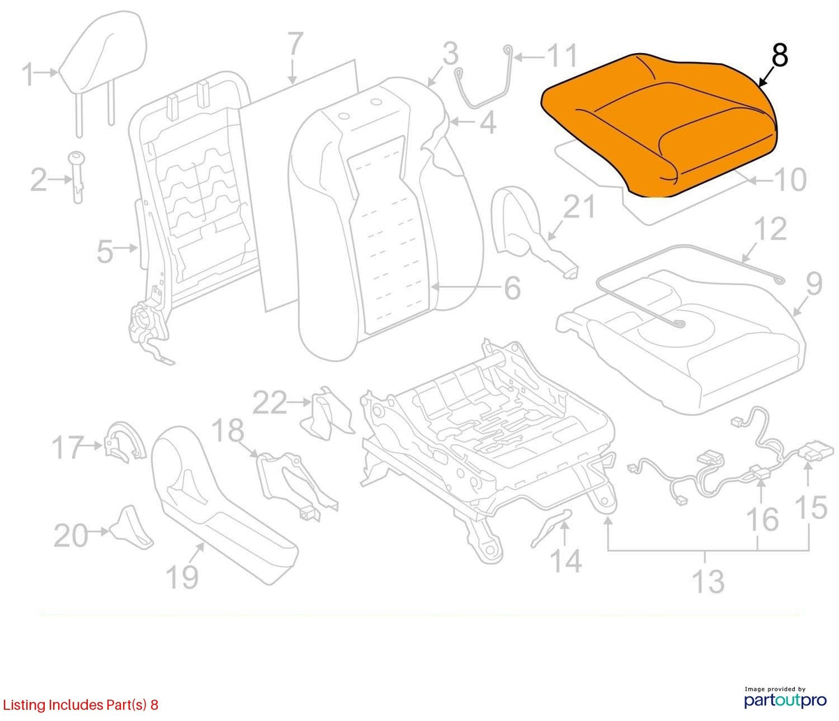 19-24 Subaru Forester Front Right Passenger Seat Lower Cushion OEM 64140SJ020VH
