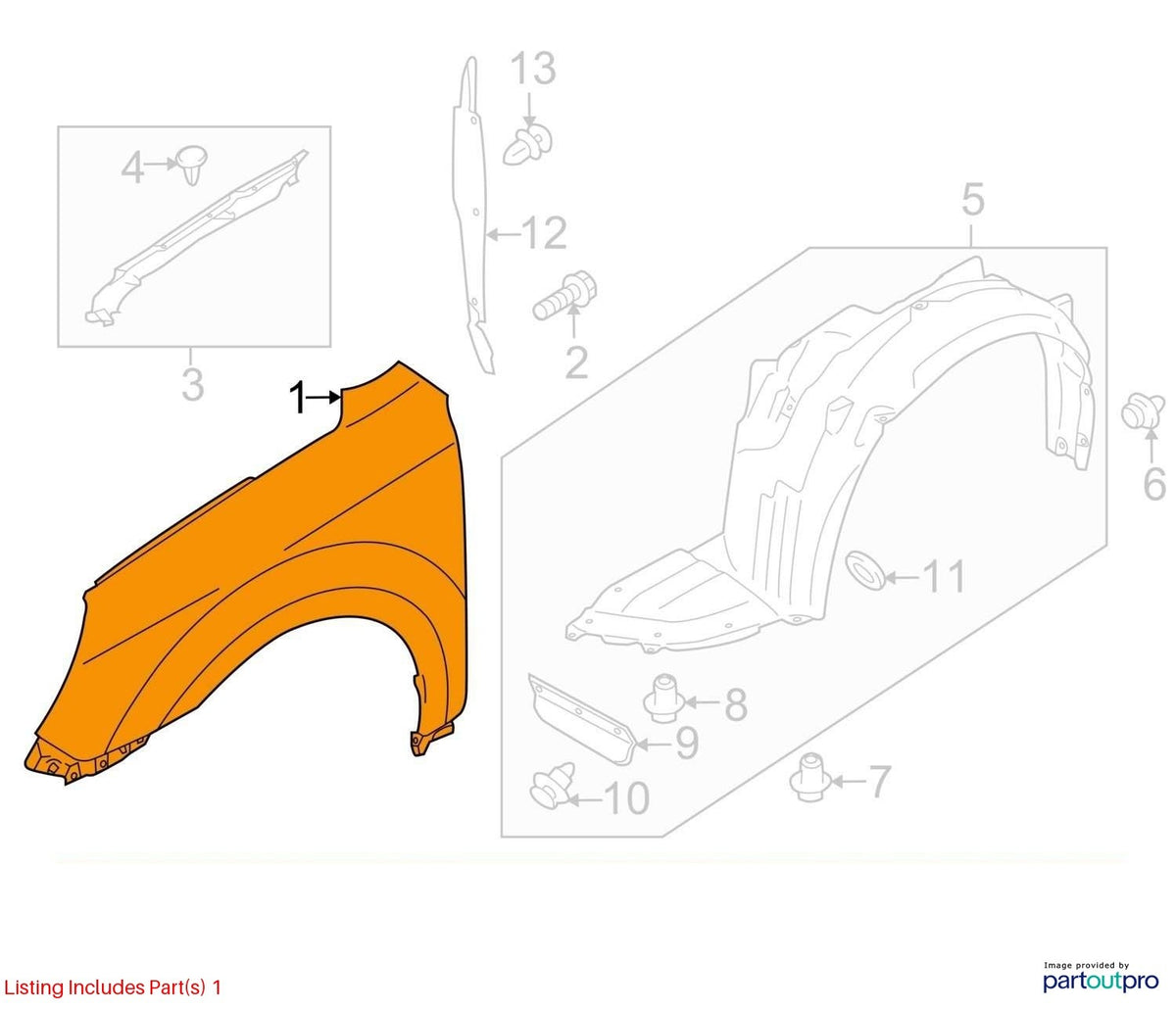 2010-2014 Subaru Outback Left Front Fender Twilight Blue H1Q 57120AJ07A9P
