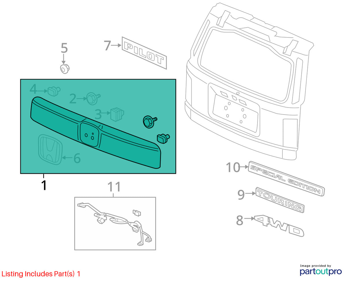 09-15 Honda Pilot Rear Liftgate Molding Chrome Trim & Camera OEM 74890-SZA-A11ZA