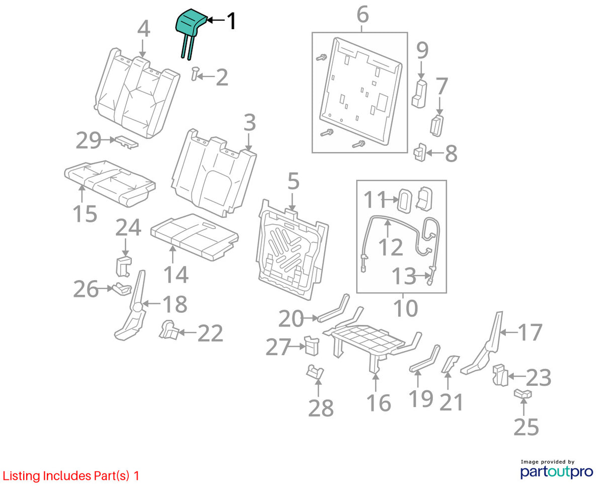 09-11 Honda Pilot Rear Left & Right Second Row Headrest Pair OEM 82140-SZA-A41ZD